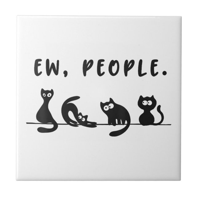 Azulejo De Cerâmica Camisa-gato-preto, mulheres engraçadas, novo gato- (Frente)