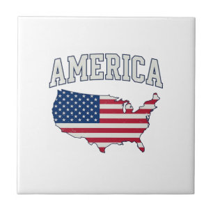 Azulejo De Cerâmica Camisa Gráfica Vintage Patriótica Mapa Bandeira da