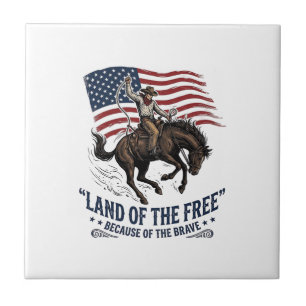 Azulejo De Cerâmica Camisa Patriota Cowboy Terra Da Liberdade Ocidenta