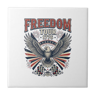Azulejo De Cerâmica Camisa Patriótica Águia Vintage Tour da Liberdade 