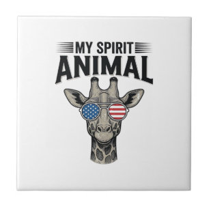 Azulejo De Cerâmica Camisa Patriótica Animal Espiritual Girafa Vintage