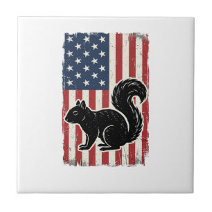 Azulejo De Cerâmica Camisa Patriótica de Esquilo da Bandeira Americana