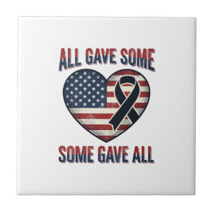 Azulejo De Cerâmica Camisa Patriótica Memorial Heart Ribbon Veterano D