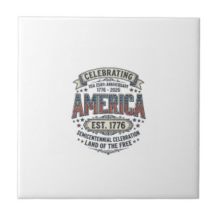 Azulejo De Cerâmica Camisa Patriótica Vintage do 250º Aniversário da A