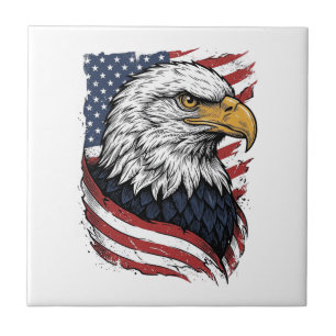 Azulejo De Cerâmica Camisa Patriótica Vintage Eagle Bandeira Americana