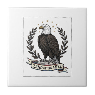Azulejo De Cerâmica Camisa Patriótica Vintage Eagle Terra dos Livres D