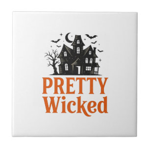 Azulejo De Cerâmica Camisa Pretty Wicked Vintage Halloween Casa Assomb