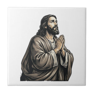 Azulejo De Cerâmica Camisa Religiosa Homem Orando Gravura Vintage Desi