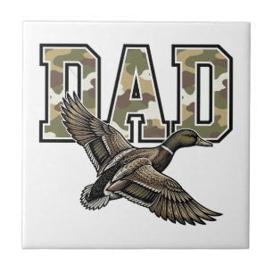 Azulejo De Cerâmica Camisa Vetorial Camo Papai Pato Xilogravura Vintag