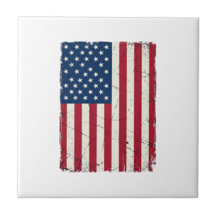 Azulejo De Cerâmica Camisa Vetorial da Bandeira Americana Distorcida V