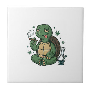 Azulejo De Cerâmica Camisa Vetorial de Tartaruga Stoner Vintage Design