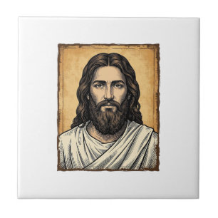 Azulejo De Cerâmica Camisa Vintage com Desenho de Retrato Religioso Gr