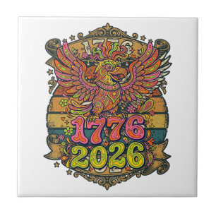 Azulejo De Cerâmica Camisa Vintage Eagle 1776 2026 Bolha Patriótica