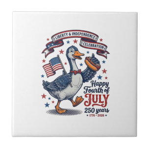 Azulejo De Cerâmica Camisa Vintage Fourth of July Goose 250 Anos Desig