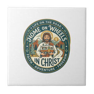 Azulejo De Cerâmica Camisa Vintage Jesus RV Camper Life Gráfico Cristã