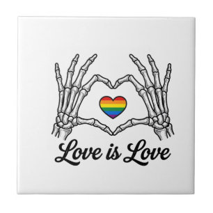Azulejo De Cerâmica Camiseta Amor É Amor Coração Arco-Íris Mãos de Esq