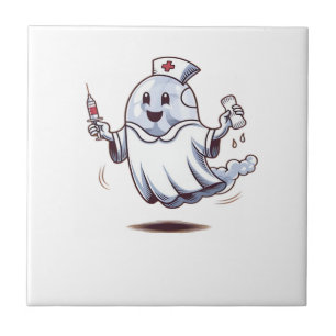 Azulejo De Cerâmica Camiseta Clássica enfermeira fantasma