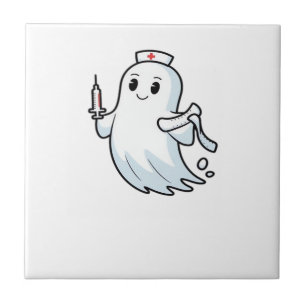Azulejo De Cerâmica camiseta clássica enfermeira fantasma_1