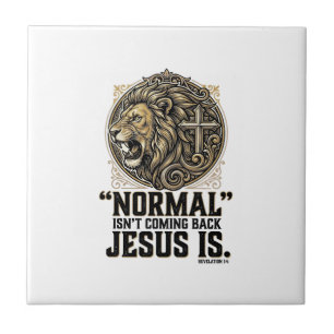 Azulejo De Cerâmica Camiseta Cristã Cruz do Leão Jesus Está Voltando