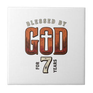 Azulejo De Cerâmica Camiseta Cristã Vintage 7 Anos Abençoado Por Deus
