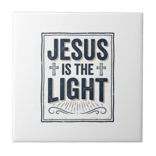 Azulejo De Cerâmica Camiseta Cristã Vintage Jesus é a Luz