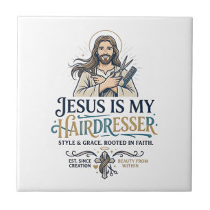 Azulejo De Cerâmica Camiseta de Cabeleireiro Salão de Beleza Jesus Ins