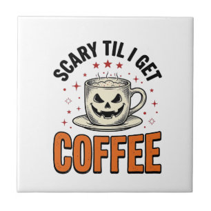 Azulejo De Cerâmica Camiseta de Café Vintage de Halloween Assustador a