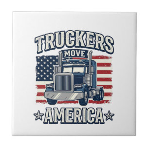 Azulejo De Cerâmica Camiseta de caminhoneiro vintage Truckers Move Ame