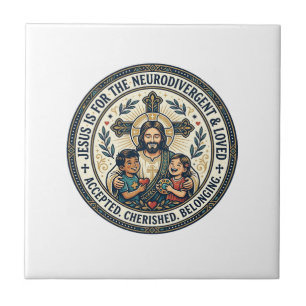 Azulejo De Cerâmica Camiseta de Encorajamento Neurodivergente Jesus In