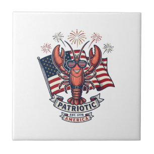 Azulejo De Cerâmica Camiseta de gravura vintage da bandeira do lagosti