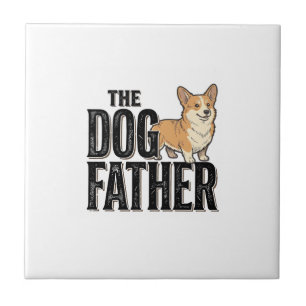 Azulejo De Cerâmica Camiseta De Gravura Vintage Dogfather Corgi Engraç