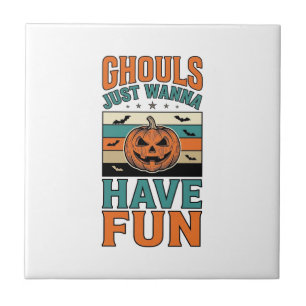 Azulejo De Cerâmica Camiseta de Halloween dos Ghouls Antigos Querem se