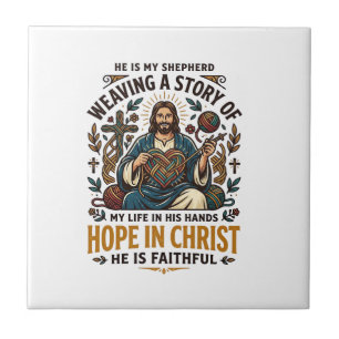 Azulejo De Cerâmica Camiseta De Jesus Crochê Tricô Fé Inspiradora