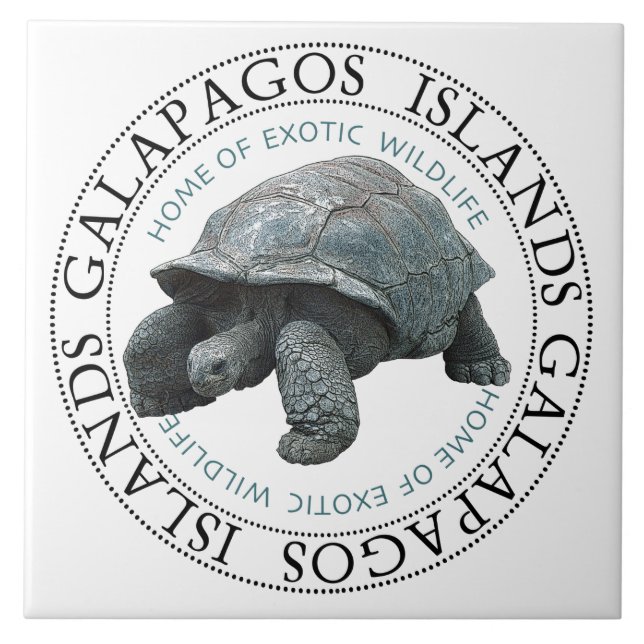 Azulejo De Cerâmica Camiseta de Tartaruga das Ilhas Galápagos (Frente)