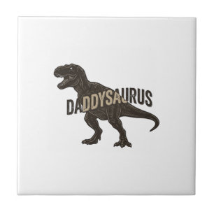 Azulejo De Cerâmica Camiseta Desenho de Gravura Vintage Daddysaurus Di