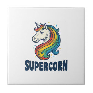 Azulejo De Cerâmica Camiseta Desenho de Gravura Vintage Supercorn Unic
