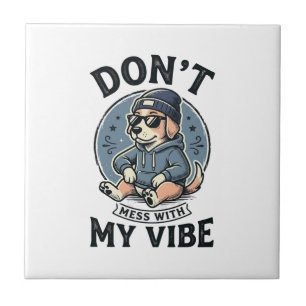 Azulejo De Cerâmica Camiseta engraçada com cachorro legal vibe vintage