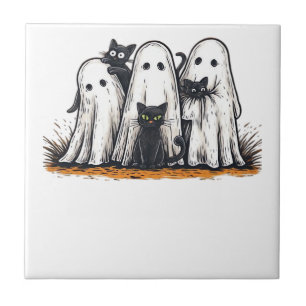 Azulejo De Cerâmica Camiseta essencial engraçada de gato preto e fanta