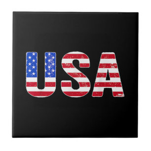 Azulejo De Cerâmica Camiseta EUA Bandeira Americana Patriótica Homens