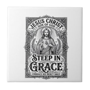 Azulejo De Cerâmica Camiseta Gráfica Amante do Chá Jesus Cristão