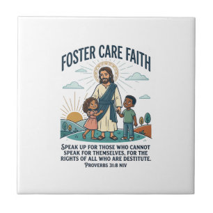 Azulejo De Cerâmica Camiseta Gráfica de Adoção e Acolhimento Jesus Cri