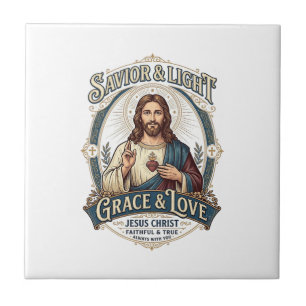 Azulejo De Cerâmica Camiseta Gráfica de Caça Vintage Jesus Thrift Stor