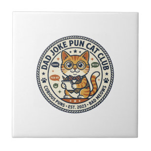 Azulejo De Cerâmica Camiseta Gráfica de Gato Piada de Pai - Piada de P