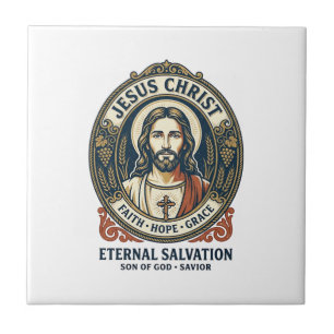 Azulejo De Cerâmica Camiseta Gráfica de Jesus Barbeiro Homens Christia