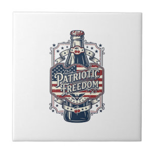Azulejo De Cerâmica Camiseta Gráfica Retro de Soda de Cereja Patriótic