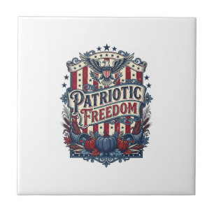 Azulejo De Cerâmica Camiseta Gráfica Vetorial de Colheita Patriótica d