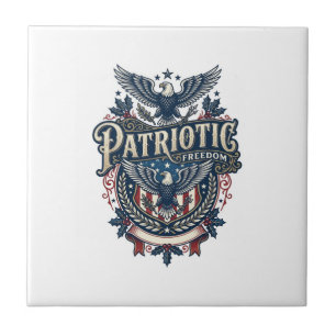 Azulejo De Cerâmica Camiseta Gráfica Vetorial de Natal Patriótico (2)