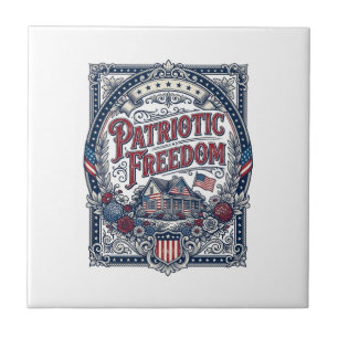 Azulejo De Cerâmica Camiseta Gráfica Vetorial Jardim Rústico Patriótic
