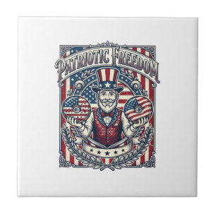 Azulejo De Cerâmica Camiseta Gráfica Vetorial Patriota Amante de Donut