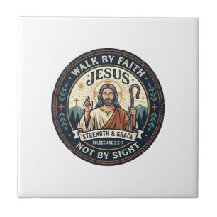 Azulejo De Cerâmica Camiseta Jesus Matcha Cafe Tendência Gráfica Crist